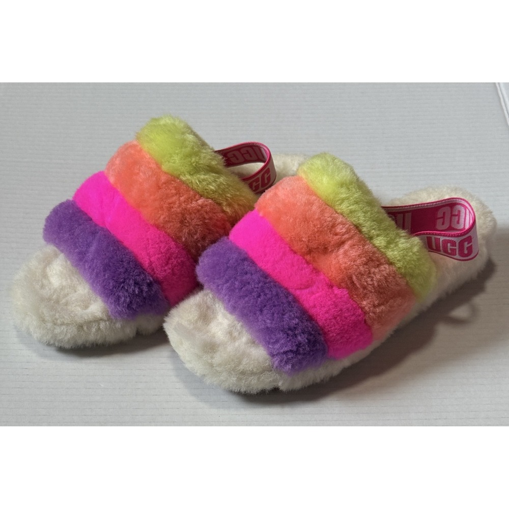 UGG Fluff Yeah - Women's Slide - Multicolor Sheepskin Slipper 1097169 - Size 9